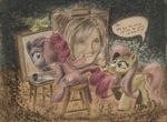  andrea_libman blue_eyes book butt cutie_mark dialog duo english_text equine female feral fluttershy_(mlp) friendship_is_magic fur green_eyes hair horse human long_hair looking_at_viewer mammal mirror my_little_pony obsequiosity open_mouth painting pegasus pink_fur pink_hair pinkie_pie_(mlp) pony reflection self_portrait sitting smile stool teeth text tongue tongue_out wings yellow_fur 