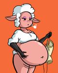  belly blush caprine cleavage clothed clothing female leggy_lamb mammal overweight sheep unknown_artist 