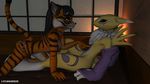  anthro canine cat digimon duo feline female fox lesbian lycanarius mammal renamon tiger 