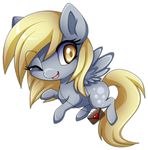  amber_eyes blonde_hair blue_feathers chibi cute cutie_mark derpy_hooves_(mlp) equine extra-fenix female feral flying friendship_is_magic fur grey_fur hair hair_over_eye hair_over_eyes horse letter long_hair looking_back mammal my_little_pony necklace one_eye_closed open_mouth pegasus pony smile solo tongue wings wink yellow_eyes 
