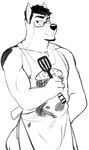  dilf eyewear father genchi glasses hair male muscles nipples parent partial_clothing spatula thick_eyebrows 