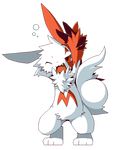  alpha_channel ambiguous_gender bubble bubbles claws crouching fangs feral happy haunches nintendo one_eye_closed open_mouth peace_sign pixel_art pok&#233;mon pok&eacute;mon red_eyes shin_(artist) standing tongue v_sign video_games wink zangoose 