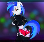  anthro anthrofied blue_hair breasts butt equine female friendship_is_magic hair horn horse looking_back mammal my_little_pony panties pony red_eyes side_boob solo tongue tongue_out two_tone_hair underwear unicorn vinyl_scratch_(mlp) xorza 