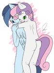  anonjg anthro anthrofied blue_eyes butt child couple cub duo female friendship_is_magic green_eyes horn hug human humanized male mammal my_little_pony nude one_eye_closed open_mouth shady_daze_(mlp) simple_background smile sweetie_belle_(mlp) wings young 