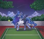  blue_hair crown cutie_mark equine female feral friendship_is_magic hair horn horse mammal multi-colored_hair my_little_pony night pony princess princess_luna_(mlp) royalty shiwizilla solo tennis tennis_court unknown_artist winged_unicorn wings 