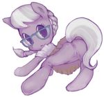  anus clothed clothing conoghi cub equine eyewear female feral friendship_is_magic fur glasses horse mammal my_little_pony plain_background pony purple_eyes purple_fur pussy silver_spoon_(mlp) skirt solo white_background young 