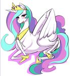  crown equine female feral friendship_is_magic hair horn horse looking_at_viewer mammal multi-colored_hair my_little_pony open_mouth plain_background pony princess princess_celestia_(mlp) purple_eyes royalty samochiku solo white_background winged_unicorn wings 