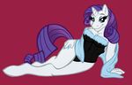  anthro anthrofied blue_eyes bubblegumcandy cleavage clothed clothing cutie_mark equine female friendship_is_magic fur hair horn horse mammal my_little_pony pony purple_hair rarity_(mlp) smile solo unicorn white_fur 