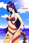  adiane bikini blue_hair day eyepatch lipstick long_hair makeup noritake ocean scorpion_tail solo swimsuit tail tattoo tengen_toppa_gurren_lagann 