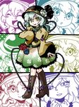  blouse boots flower green_eyes green_hair hat heart high_heels komeiji_koishi makako_(yume_bouei_shoujo_tai) one_eye_closed pointing rose shoes short_hair skirt smile solo touhou 