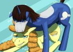  2025 accessory age_difference artist_logo balls blue_background blue_balls blue_bow blue_eyes blue_horn blue_penis blush bow_ribbon breath brown_tail canon_x_oc closed_smile colored cutie_mark digital_drawing_(artwork) digital_media_(artwork) duo ears_down english_description equid equine eyebrows female feral friendship_is_magic fur fur_markings futurehooves genitals hair_accessory hair_bow hair_ribbon hasbro hi_res hooves horn light lighting logo love lying male male/female male_feral mammal mane markings motion_lines mouth_closed my_little_pony mythological_creature mythological_equine mythology older_female older_feral on_front orange_eyebrows orange_mane panting penetration penile penile_penetration penis pivoted_ears prince prince_waxing_moon pumpkin_cake_(mlp) quadruped ribbons royalty sex shaded simple_background skywater smile smiling_at_another smiling_at_each_other standing standing_sex tail teeth toothy_smile unguligrade unicorn unicorn_horn white_markings yellow_body yellow_fur younger_feral younger_male 