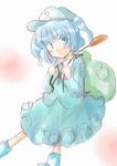  backpack bag blue_eyes blue_hair hat kawashiro_nitori ogu short_hair solo touhou two_side_up 