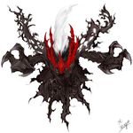  darkrai gen_4_pokemon no_humans pokemon pokemon_(creature) realistic simple_background solo tkdrago white_background white_hair 