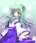  detached_sleeves green_eyes green_hair kochiya_sanae long_hair shirogane_hina solo touhou 