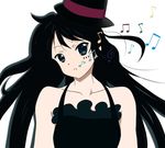  akiyama_mio bangs black_hair blunt_bangs don't_say_&quot;lazy&quot; error facepaint hat k-on! long_hair mini_hat mini_top_hat miracle musical_note solo top_hat 