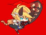  blonde_hair chibi copyright_request horns mace mota pointy_ears short_hair solo weapon 