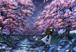  arle_nadja bad_id bad_pixiv_id cherry_blossoms forest landscape madou_monogatari nature puyopuyo river scenery solo toukai-analogue traditional_media tree 