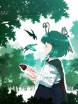  antennae bad_id bad_pixiv_id bug butterfly cape closed_eyes forest green green_hair insect music nature profile short_hair singing solo tonbi touhou wriggle_nightbug 