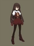  bad_id bad_pixiv_id belt boots brown_eyes brown_hair copyright_request ga9 gauntlets highres legwear_under_shorts long_hair pantyhose pantyhose_under_shorts shorts solo 