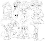  1other 2girls 3boys aged_down animal_ears arms_behind_back aviator_goggles baku_(ff9) bat_ears braid breasts chef_hat child closed_eyes dede_(qwea_00000) dreadlocks facial_hair final_fantasy final_fantasy_ix floating flower-shaped_pupils frog full_body garnet_til_alexandros_xvii goggles greyscale grin hair_over_eyes hat highres holding holding_hands holding_staff holding_weapon jewelry long_hair low-tied_long_hair low_ponytail medium_breasts mikoto_(ff9) monkey_tail monochrome multiple_boys multiple_girls multiple_views pendant ponytail quina_quen salamander_coral short_hair single_braid sitting sketch smile staff symbol-shaped_pupils tail tongue tongue_out trance_zidane_tribal upper_body weapon white_background zidane_tribal 