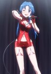  blue_eyes blue_hair breasts cleavage fishnet_legwear fishnets highres kawashima_ami large_breasts microphone screencap short_shorts shorts solo stitched thighhighs third-party_edit toradora! whip 