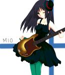  akiyama_mio bad_id bad_pixiv_id bangs bass_guitar black_hair blue_legwear blunt_bangs don't_say_&quot;lazy&quot; hat hime_cut hinako_(cheriel) instrument k-on! long_hair mini_hat mini_top_hat pantyhose solo top_hat 