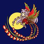  bird chibi fujiwara_no_mokou full_moon moon phoenix simple_background socha solo touhou wings |_| 