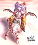  blue_hair cat chair cup cupping_glass drinking_glass from_above hat highres one_eye_closed parody ranguage red_eyes remilia_scarlet shirosa sitting solo the_godfather throne touhou wine_glass wings 