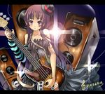  akiyama_mio bangs bass_guitar black_hair blunt_bangs don't_say_&quot;lazy&quot; facepaint hat hikariz hime_cut instrument k-on! long_hair mini_hat mini_top_hat solo speaker striped top_hat 