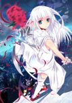  aqua_eyes bad_id bad_pixiv_id black_cat blue_eyes cat city daniel_(shinigami_no_ballad) dress flower long_hair looking_back momo_(shinigami_no_ballad) scythe shinigami_no_ballad shirokitsune solo spider_lily thighhighs white_hair wrist_cuffs 