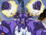  explosion gundam gundam_0080 kampfer_(mobile_suit) mecha no_humans o'neill_cylinder o/p.com rocket_punch smoke solo 