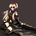  bad_id bad_pixiv_id buront buront_(cosplay) cloak cosplay final_fantasy final_fantasy_xi headset ken_(coffee_michikusa) long_hair megurine_luka navel sitting solo sword thighhighs vocaloid weapon 
