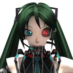  3d android animated animated_gif calne_ca cosplay green_hair hatsune_miku hatsune_miku_(cosplay) heterochromia horror_(theme) maeda_koutarou mechanical original solo twintails vocaloid 
