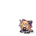  chain chibi hair_ribbon horns ibuki_suika orange_hair ribbon solo tears touhou yanagi_(nurikoboshi) |_| 