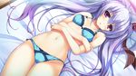  bed blush bra game_cg long_hair panties purple_hair reminiscence shimazu_aki tomose_shunsaku twintails underwear 