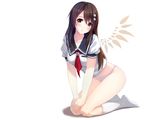  blush brown_hair caidychen niimi_haruka panties photokano seifuku underwear white 