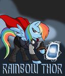  avengers blue_fur cape clothing deity english_text equine eyes female feral friendship_is_magic fur hair hammer horse kenichi-shinigami mammal marvel multi-colored_hair my_little_pony parody pegasus ponification pony purple_eyes rainbow_dash_(mlp) rainbow_hair solo text thor thor_(deity) wings 