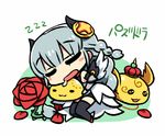 :3 bite_mark chan_co chibi drooling flower light_valkyrie_(p&amp;d) puzzle_&amp;_dragons rose shynee_(p&amp;d) sleeping solo valkyrie_(p&amp;d) 