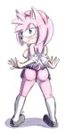  bluechika colored female fur hair hairband hedgehog invalid_color mammal pink_fur pink_hair plain_background school_clothes sega shoes simple_background socks sonic_(series) sonic_series thong undressing white_background 