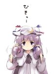  crescent hat long_hair mukyuu nekoguruma patchouli_knowledge purple_eyes purple_hair simple_background solo touhou upper_body white_background 