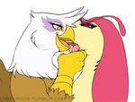  2013 anthro avian beak duo feathers female feral friendship_is_magic gilda_(mlp) gryphon hair kissing lesbian milotic multi-colored_hair my_little_pony nintendo open_mouth pink_hair pn09 pok&eacute;mon pok&eacute;philia purple_eyes saliva smile tongue video_games wings 