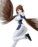  1girl artist_request ass breasts brown_eyes brown_hair john_(winterfer) kanako_sanjo large_breasts monster_girl sanjou_kanako solo terra_formars uniform wings 