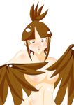  1girl artist_request blush breasts brown_eyes brown_hair kanako_sanjo large_breasts monster_girl nude sanjou_kanako solo terra_formars wings 