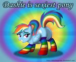  aleximusprime blush butt coppertone cutie_mark equine female feral friendship_is_magic horse my_little_pony pegasus pony ponytail rainbow_dash_(mlp) stockings wings 
