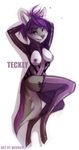  breasts brun69 canine colar collar color_eyes color_hair corset digitigrade female fur grey_fur hair jess_(teckly) mammal mixed_media mixedmedia nipples purple_eyes purple_hair rubber slave socks tattoo teckly wolf 