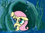  art-anon bubble bubbles cephalopod equine eyes female fluttershy_(mlp) friendship_is_magic green_eyes hair horse long_hair mammal my_little_pony octopus pink_hair pony seaweed shy signature solo underwater water yellow_body 