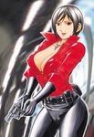  1girl ada_wong black_hair breasts capcom cleavage cross gloves large_breasts minyanyako resident_evil resident_evil_6 short_hair solo 