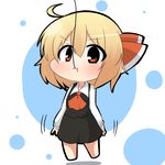  ahoge ascot blonde_hair bow chibi fishing_line hair_bow hair_ribbon red_eyes ribbon rumia short_hair skirt skirt_set solo touhou twumi 