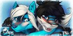  &lt;3 alishka allinix anthro black_hair blue_eyes blue_fur blue_now blue_theme blush couple duo female fur hair icon lillikitten male teeth tongue white_hair white_nose 