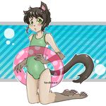  cat crossdressing feline girly green_eyes male mammal messy_hair one-piece_swimsuit swimsuit tavikissa young 